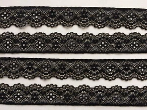 Elegante Spitze elastisch Borte Schwarz creme Breit 3cm AL830 - Picture 1 of 5