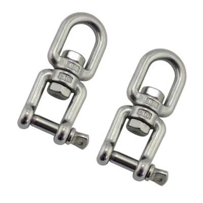 2Pcs Double Ended Swivel Eye Hook Spinny Ring Stainless Steel Ring 4mm New - Image 1 of 4