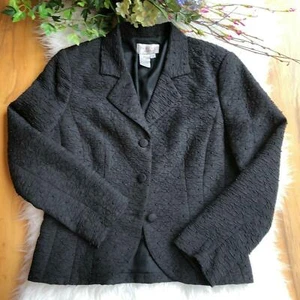 Chaqueta Blazer Papell Petites Negra Bordada Floral Cuentas Mujer 10 P Dressey - Imagen 1 de 4