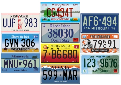 Lot 10 plaques d'immatriculation américaines métal 30x15cm USA License Plates P9 - Photo 1/2
