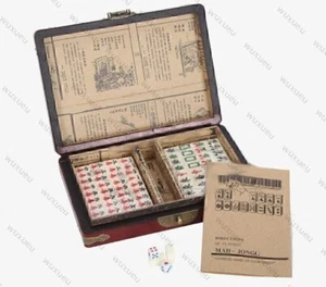 Portable 144 Kacheln Mahjong Set Antik mit Koffer Chinesisches Kulturspiel - Bild 1 von 7