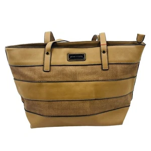 Pierre Cardin Brown Eco Leather Stripe Shoulder Bag Handbag - Picture 1 of 15