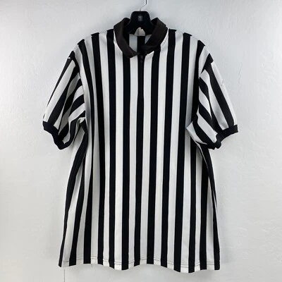 Vtg Majestic Referee Umpire Shirt Mens XL Shirt Quarter Zip Black White USA - Изображение 1 из 4