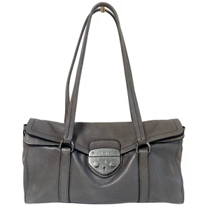 Bolso de hombro de cuero gris PRADA - Imagen 1 de 19