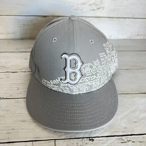Boston Red Sox 59Fifty New Era Fitted Hat Cap, Gray White Graffiti 7 1/8 - Picture 1 of 8