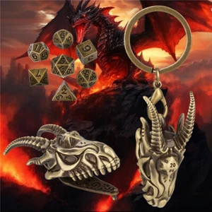 7pcs Polyhedral Dice Mini D&D Dice Set RPG DND with Dragon Storage Case Chain - Picture 1 of 7