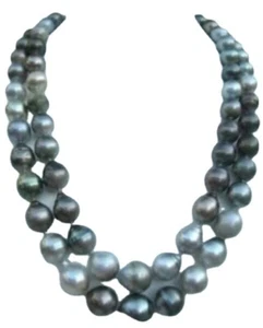 One Strand 36"10-14mm Natural South Sea Genuine Black Gray Drop Pearl Necklace - Picture 1 of 3