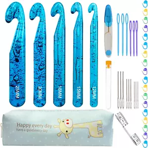 43 Pcs Large Crochet Hooks Set,12Mm 15Mm 18Mm 20Mm 25Mm Large Crochet Hooks for - Picture 1 of 12