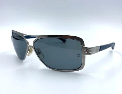 CARTIER Sport Mens Gray Lens  Blue Silver Frame Rectangle Sunglasses 130 VINTAGE - Image 1 of 4