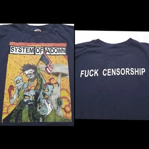 Camiseta de Colección System Of A Down Talla L FCK Censorship Mushroom Cloud Azul Marino - Imagen 1 de 11