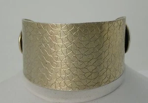 Vintage Modernist Wide Sterling Lined Geometric Pattern w/Buttons End Bracelet - Picture 1 of 7