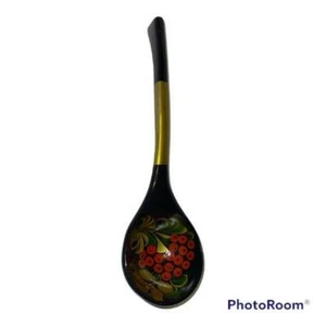 Vintage Russian Folk Art Painted Serving Spoon Ladle Khokhloma Collectible Spoon - Picture 1 of 5