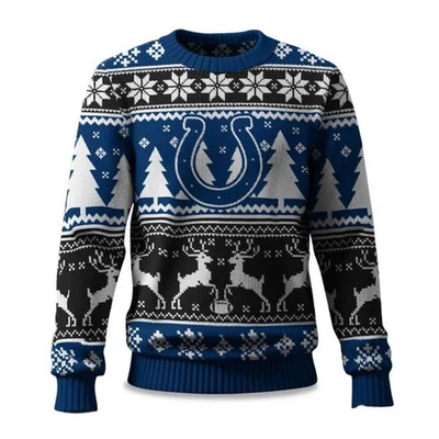 Colts-Reindeer-Fo2025 Christmas Colts Reindeer Football Ugly Christmas Sweater - Image 1 of 4