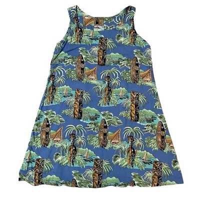 Vestido Tiki Hawaiano De Colección Reyn Spooner Para Mujer S Azul Tabla de Surf Tropical Sin Mangas Foto 1 de 4