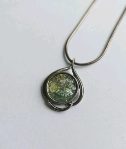 Signed Bruria 925 Sterling Silver Roman Glass Pendant Necklace JL - Picture 1 of 6