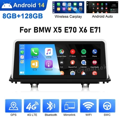 Für BMW X5 E70 X6 E71 CCC 10.25" Android 14 Autoradio CarPlay 8-Kern 128GB DAB+ - Bild 1 von 4