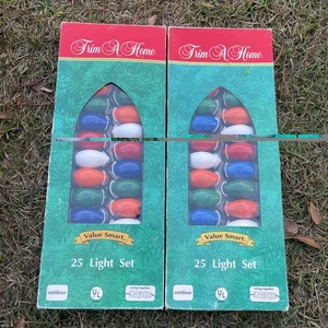 2er Set Trim A Home 25 mehrfarbige Weihnachtslichtsets Außen C9 Vintage NEU - Bild 1 von 5