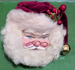 Vintage Lynn West Lasting Endearments Weihnachtsmann Ornament 1983 Samt rot Mütze - Bild 1 von 4