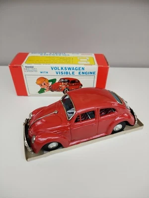 Оловянная пластина Bandai VW Beetle 4049 видимые фары двигателя 1960-е коробка Япония НЕСОВЕРШЕННАЯ - Изображение 1 из 4
