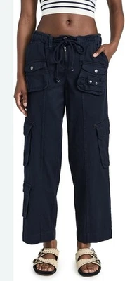 Free People Tahiti Cargo Pants Womens S Black Boho Military Safari Y2K Grunge - Image 1 of 4