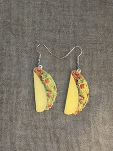 Funny Taco Dangle Earrings Realistic Mexican Food Novelty Gift Quirky Foodie... - Picture 1 of 5