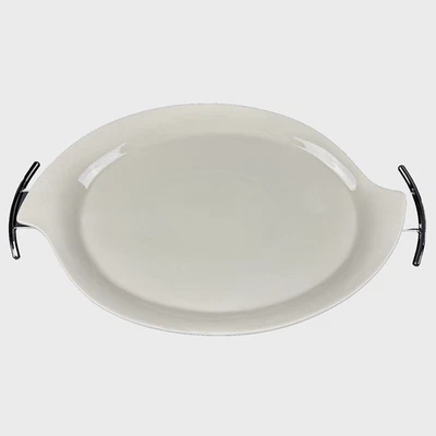 Natura by Godinger White Serving Platter w/ Carry Tray Silver Art Co - Image 1 of 4