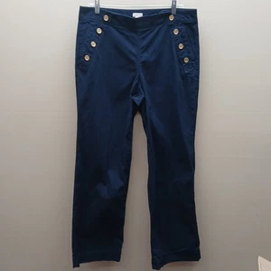 J. CREW Stretch Pull on Sailor Trouser Pants 100% Cotton Navy Blue SZ 10 Coastal - Picture 1 of 7