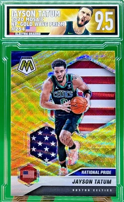 2020-21 Panini Mosaic Jayson Tatum Mint 9.5 Gold Wave Nat'l Pride Prizm #254 N22 - Image 1 of 3