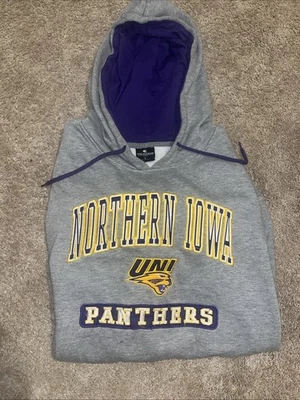 Vintage Grey Northern Iowa Panthers Fleece Lined Hoodie Men’s Large - Image 1 of 4