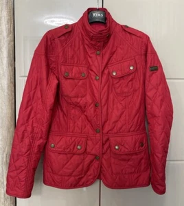 Barbour International Drax Quilted Jacket Red Padded Check Women's Sz UK8 US4 - Picture 1 of 24