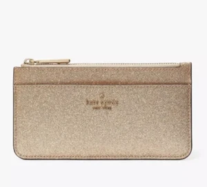 Nuevo con etiquetas Tarjetero Kate Spade New York Mujer Brillo En Caja Grande Delgado Shimmy Dorado. - Imagen 1 de 5