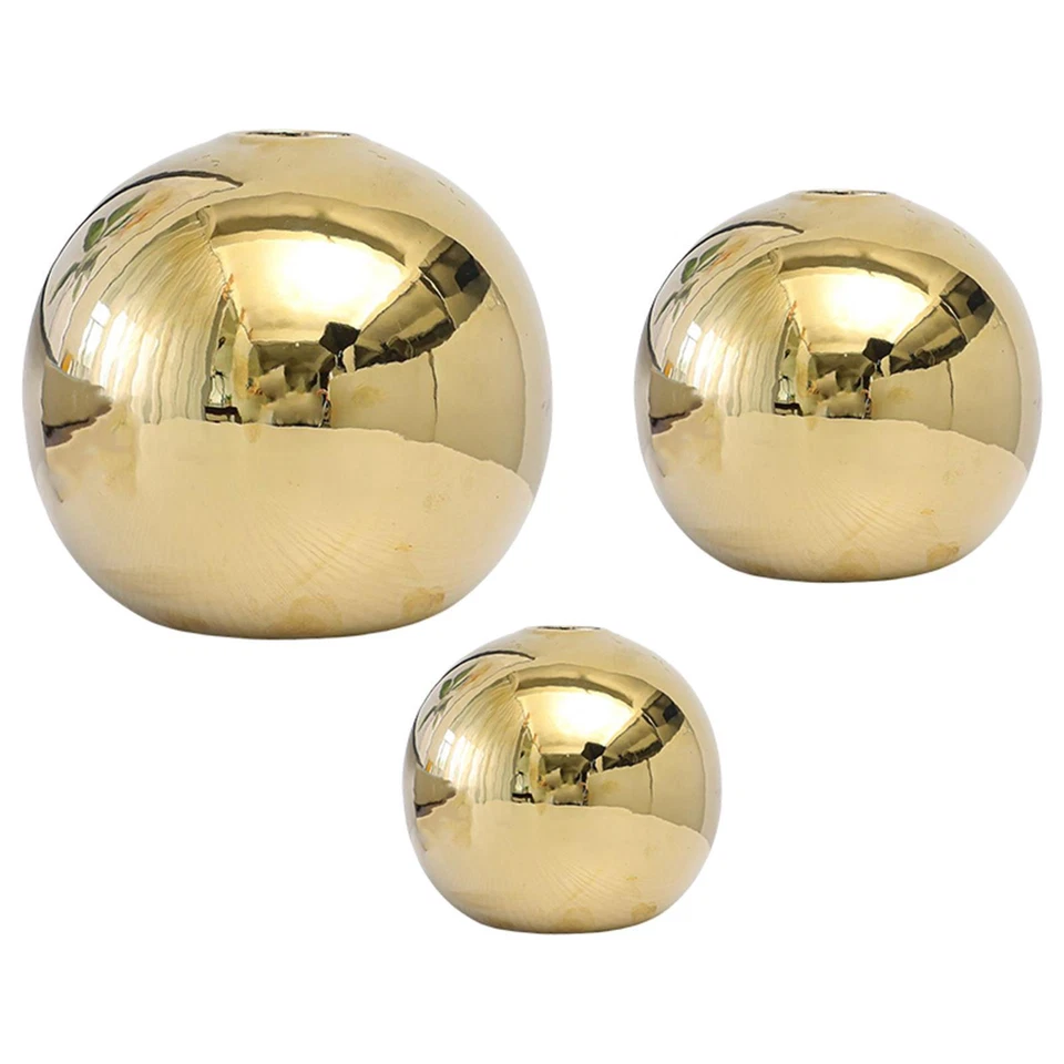 Minimalist Gold Electroplated Ceramic Ball Shape Flower Vase Ornament for Lounge - Image 1 of 1