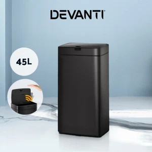 Devanti 45L Motion Sensor Bin Rubbish Automatic Trash Can Kitchen Black - Picture 1 of 11