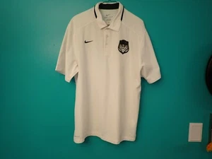 Men’s Nike DriFit Grind Football Skull Helmet White Performance Polo Shirt Large - Picture 1 of 7