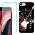 Schlanke Handyhülle für iPhone SE 2022, mit Hartglas - Gitarre rot