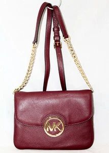 MICHAEL KORS Fulton Convertible Clutch Crossbody 32F5GFTC7L Burgundy Red Lthr - Picture 1 of 10