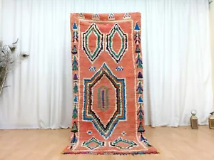 3x7 Red and colorful Handmade Vintage Carpet Berber Traditional Moroccan Rug - Picture 1 of 17