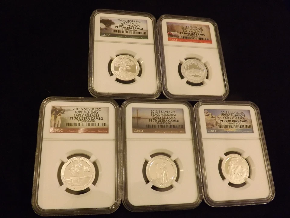 2013-S   Quarters   SILVER     5 Coin Set       NGC PF 70 - Image 1 of 2