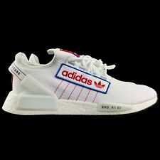 Adidas Men's NMD_R1 V2 White Red Blue Logo Patch Shoes GX6265 Sizes 8 - 13