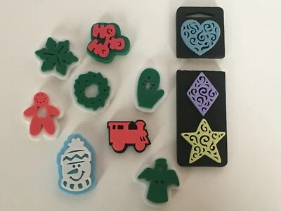 Lote 11 selos de espuma pequenos Simply Stamps Xadrez Empresas Natal boneco de neve trem - Imagem 1 de 4