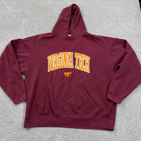 Virginia Tech Hokies Hoodie Men 3XL XXXL Maroon Pullover Hooded Sweater SpellOut Cover