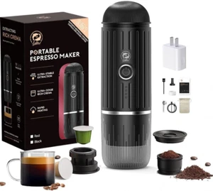 Portable Coffee Maker Travel Espresso Machine 120W Red Color, 19 Bar Pressure 75 - Picture 1 of 9