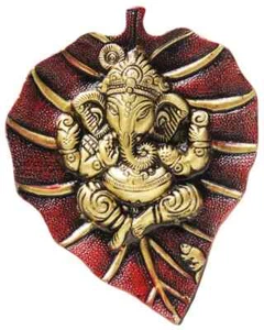 Ganesha Wall Hanging Leaf Design Statue Religious Showpiece Sculpture 7.5 inch - Picture 1 of 2