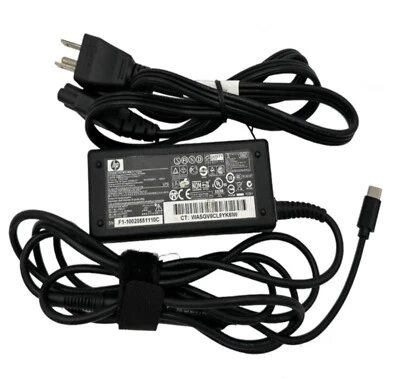 Genuine HP USB-C Type C 65W Slim Travel Laptop AC Adapter Charger Power Supply - Image 1 of 4