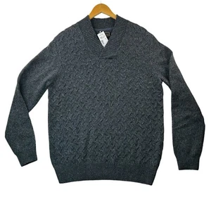 Jos. A. Bank Sweater Mens L Reserve Wool Blend Cable Knit Pullover V Neck NOS - Picture 1 of 13