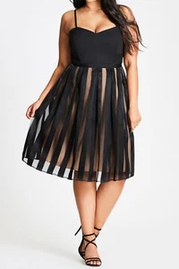 NEW City Chic Sexy Black Strappy Pretty Pleat Dress Plus Size L 20 BNWT #N28 - Picture 1 of 7