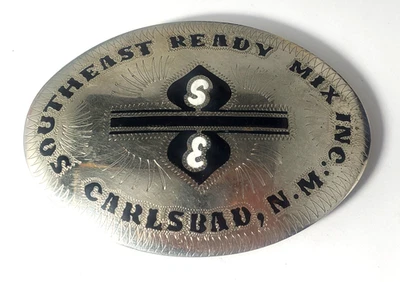 Lote de hebillas de cinturón plateadas Western de colección *SOUTHWEST READY MIX, INC. CARLSBAD, CASI NUEVO* Foto 1 de 4