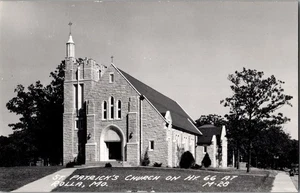 RPPC Rolla Missouri St Patrick's Church 1940s Route 66 Postcard KH12 - Picture 1 of 2
