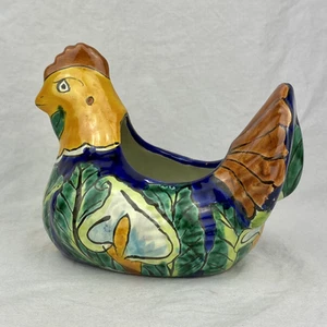 Talavera Chicken Planter Calla Lily Flower Pot Ceramic Hand Painted Made Mexico - Picture 1 of 11