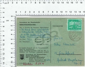 DDR FDGB Berechtigungsschein Feriendienste der Gewerkschafen Kühlungsborn 1975 - Picture 1 of 2